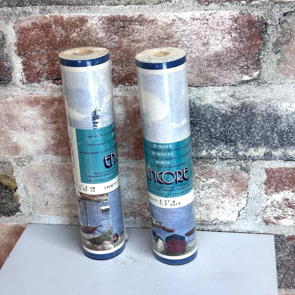 Vintage Ocean Sea Sailing Lighthouse‎ Border Wallpaper Encore Canada 10yards